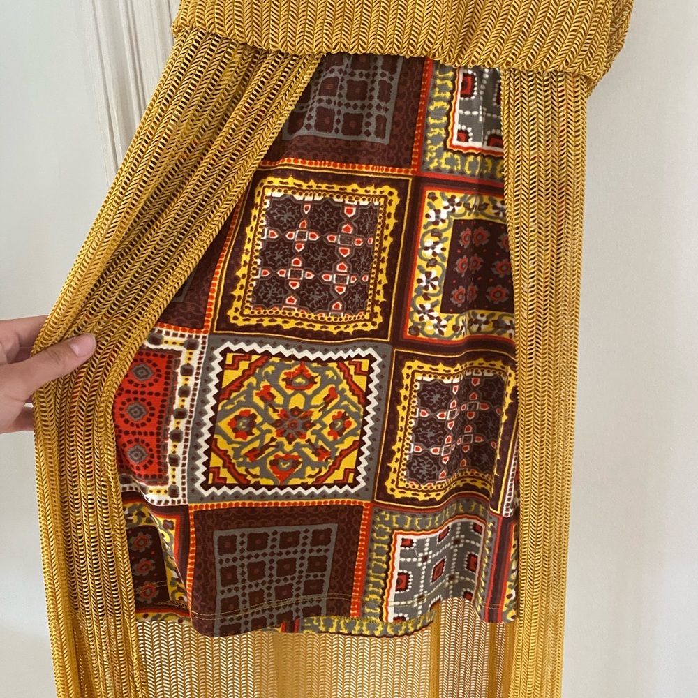 Long Mustard/Patterned Dress - image 2